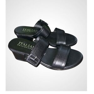Italian Shoemakers Black Block Heel Sandals 7.5